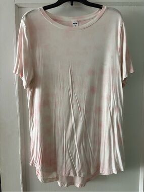 Old Navy Cream and Pink Tie-Dye Short Sleeve Top